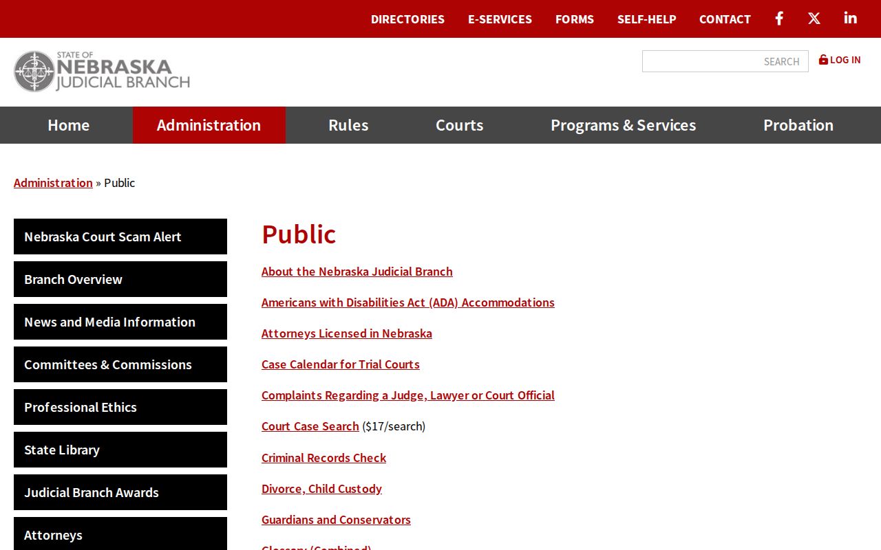 Chase County docket search public services page for court case and calendar access