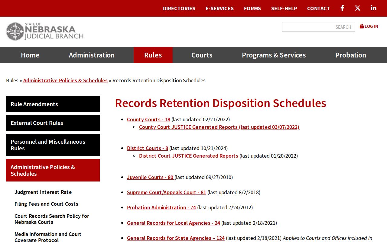 Chase County court case records retention schedule source