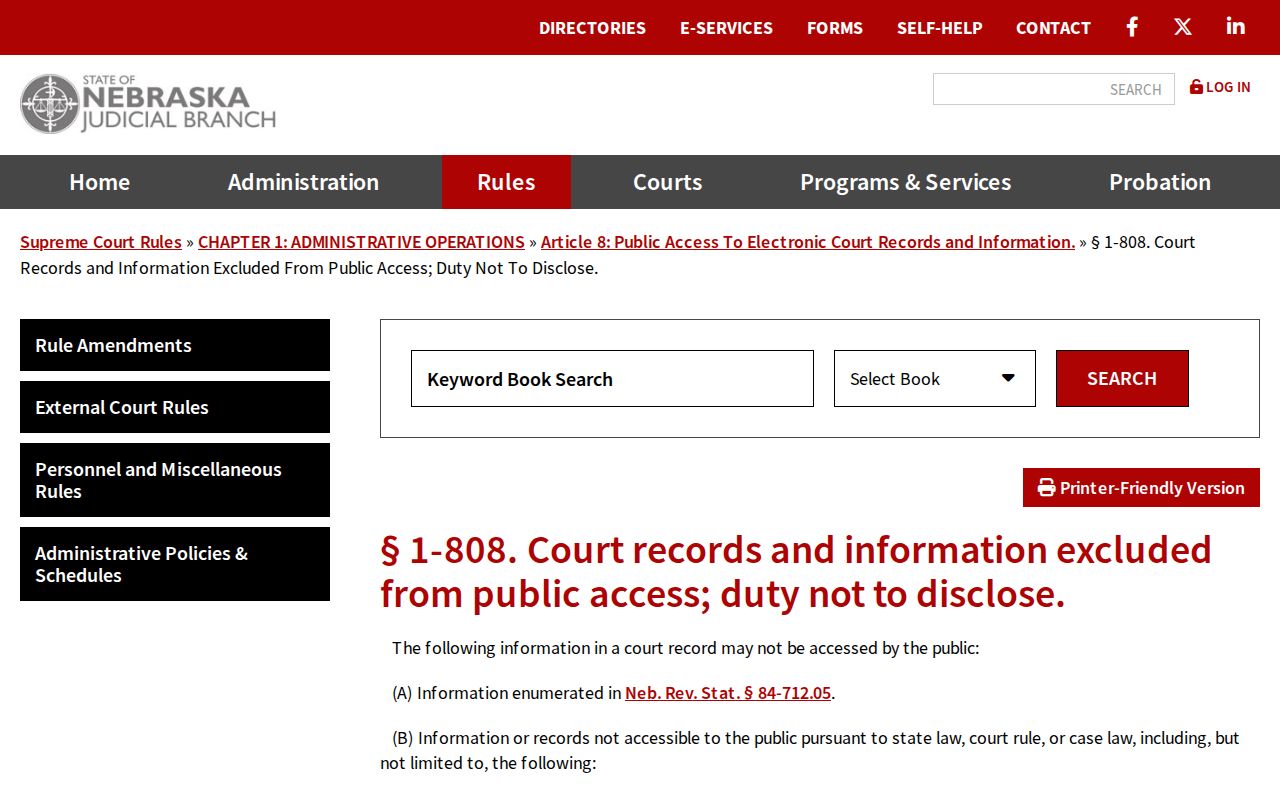 Chase County court case records electronic access exclusion rule