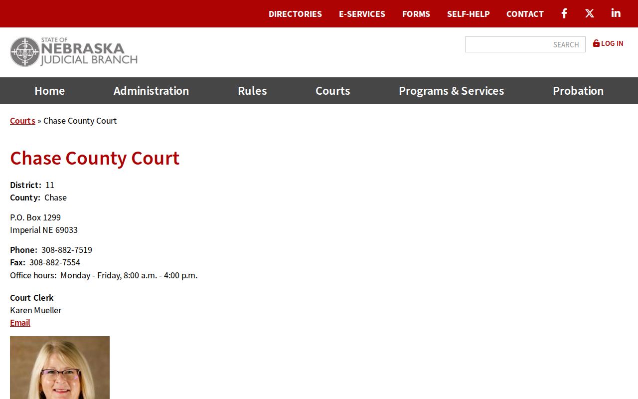 Chase County criminal court docket County Court contact page