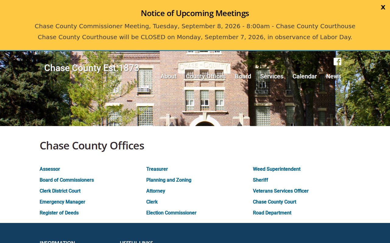 Chase County court docket courthouse office information