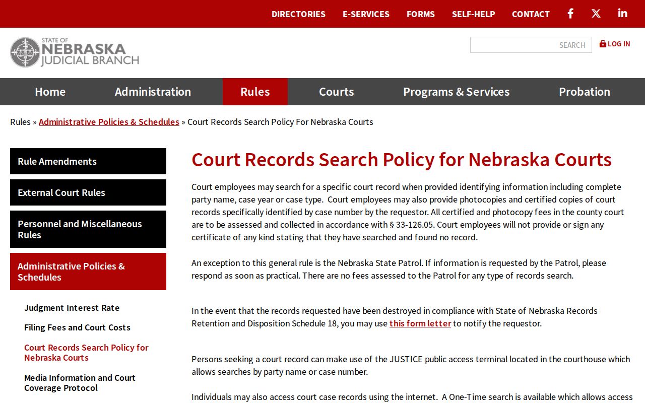 Chase County court docket public records policy