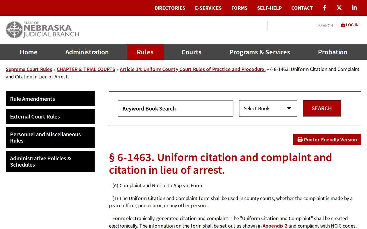 Chase County traffic court citation number format rule