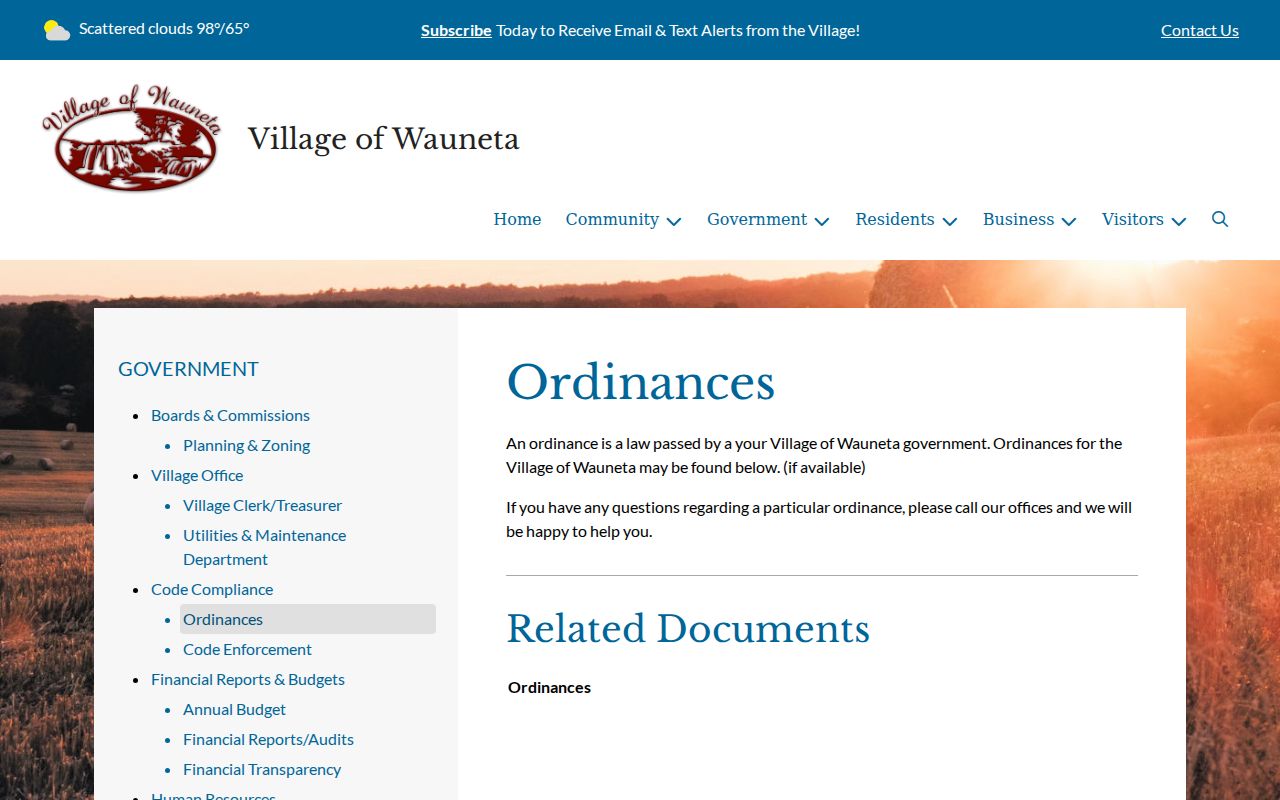 Wauneta court records and Village ordinance source distinction